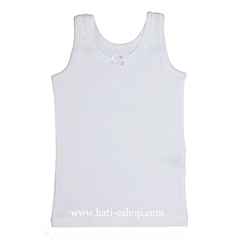 ВЕНЕРА Бял рипсен потник за момиче 2-585