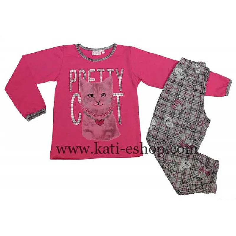 Пижама за момиче " Pretty Cat " BREEZE циклама 2-020