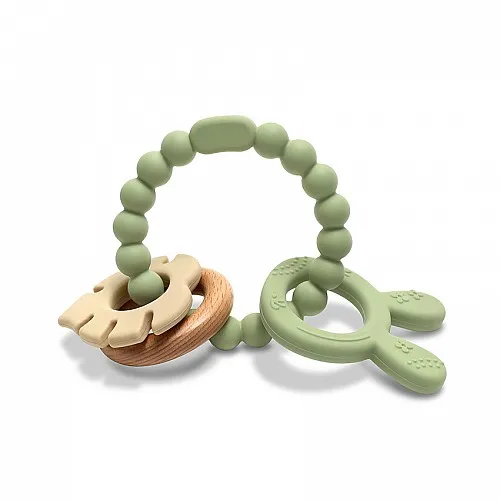 Lorelli Natural Силиконова гризалка с бук ЗАЙЧЕ FRESH GREEN