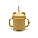 Силиконова чаша с дръжки и сламка NATURAL YELLOW