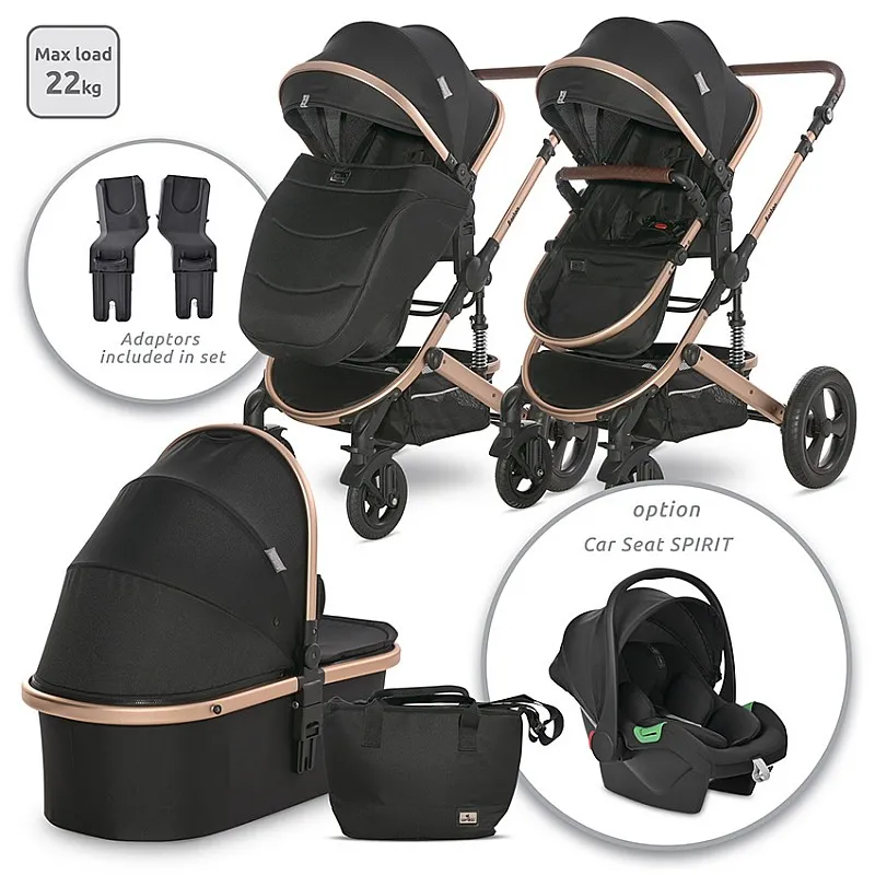 Lorelli Premium Детска количка BOSTON BLACK+АДАПТОРИ