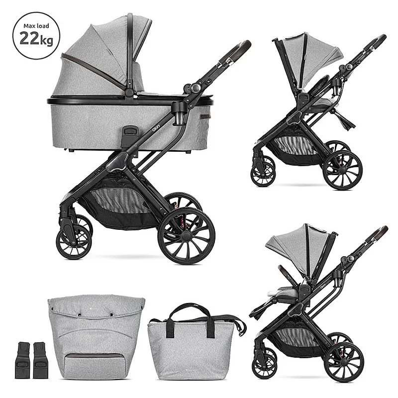 Lorelli Детска количка GLORY 2in1 GREY+АДАПТОРИ с кош за новородено