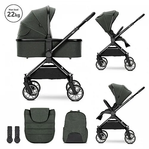 Детска количка REYA 2in1 GREEN до 22 кг с кош за новородено