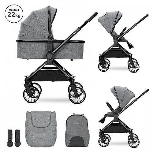 Детска количка REYA 2in1 GREY до 22 кг с кош за новородено