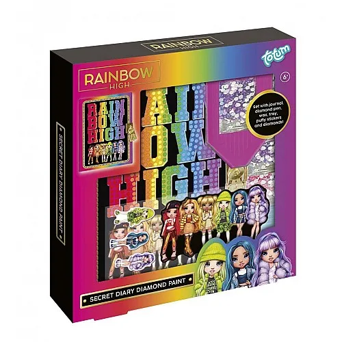Комплект таен дневник, Totum, Rainbow high, Рисуване с диаманти, 6 части