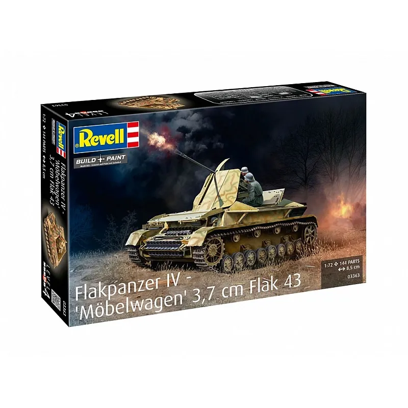 Сглобяем модел, Revell, Танк Flakpanzer IV Möbelwagen 3.7cm Flak 43, 144 части
