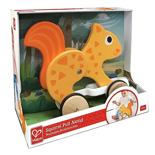 Дървена играчка за дърпане, Hape, Катерица, 24 x 11 x 20 см