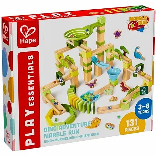 Комплект дървена игра, Hape, Домино, Дино приключение, 131 части