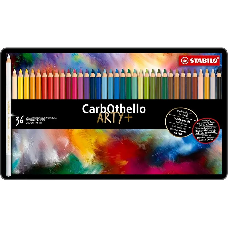 Комплект цветни моливи, Stabilo, CarbOthello ARTYplus, Метална кутия, 36 броя