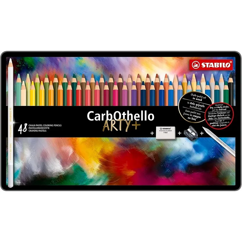 Комплект цветни моливи, Stabilo, CarbOthello ARTYplus, Метална кутия, 48 броя