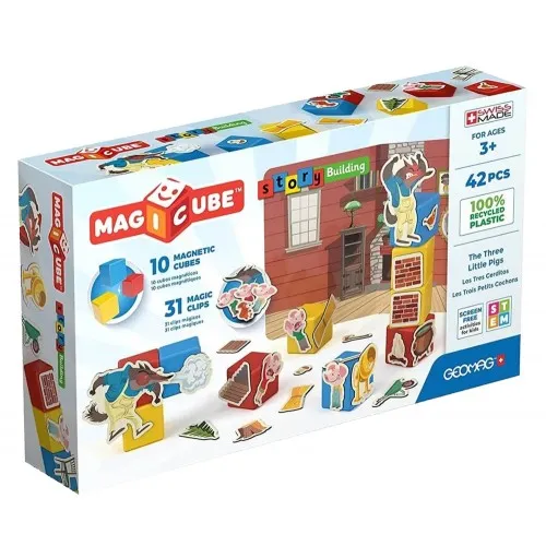 Магнитен конструктор, Geomag, Magicube, Story Building, Три малки прасенца, 42 части