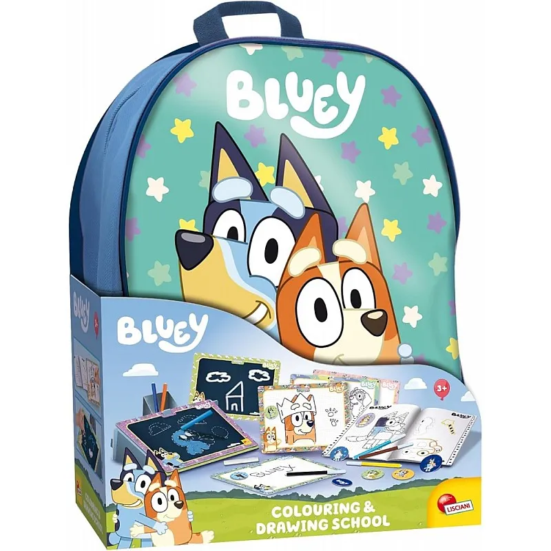 Творчески комплект, Lisciani, Bluey, 2 в 1 раница с комплект за рисуване