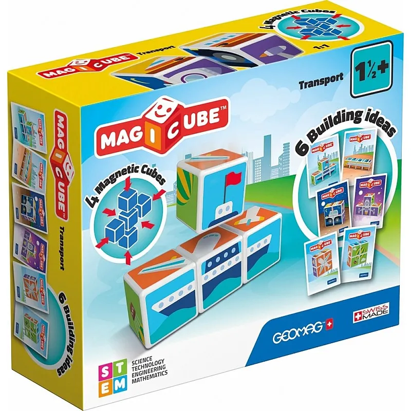Магнитен конструктор, Geomag, Magicube, Превозни средства и карти 131, 11 части