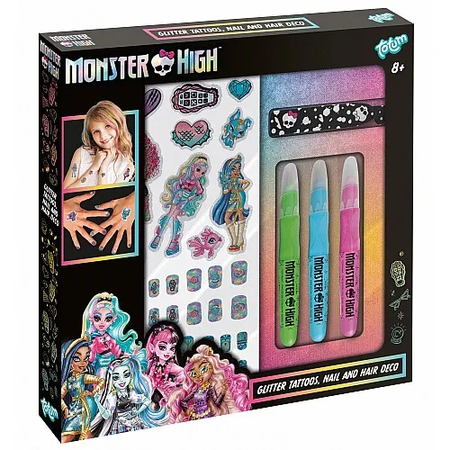 Комплект аксесоари, Totum, Monster High, Декорация за нокти и коса и блестящи татуировки