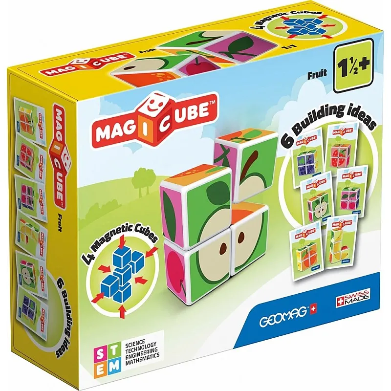 Магнитен конструктор, Geomag, Magicube, Плодове и карти 131, 11 части
