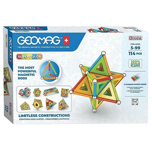 Магнитен конструктор, Geomag, Supercolor Panels, 114 части