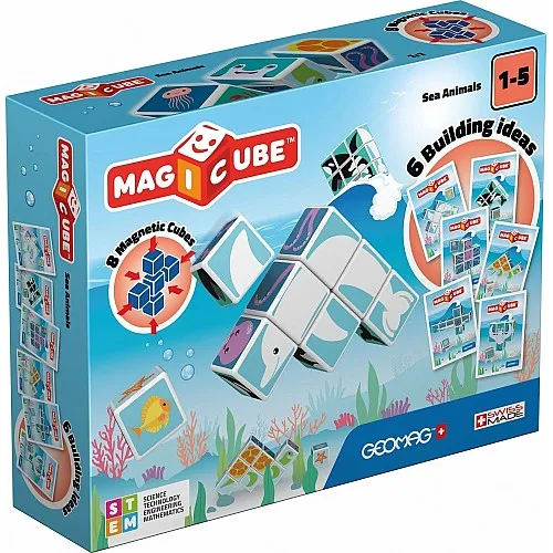 Магнитен конструктор, Geomag, Magicube, Морски животни и карти 146, 11 части