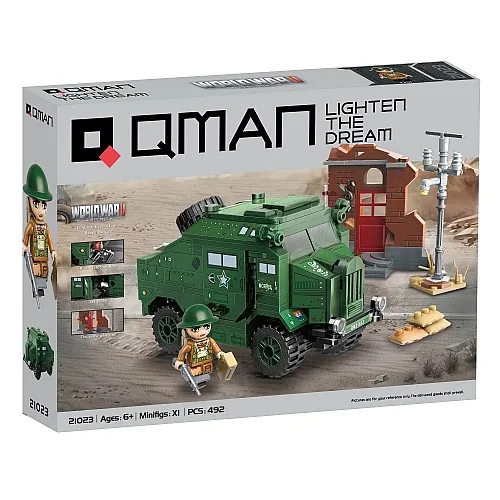 Конструктор, Qman, Убежище за евакуация на плажа Дюнкерк, Morris C8 QUAD, 492 части