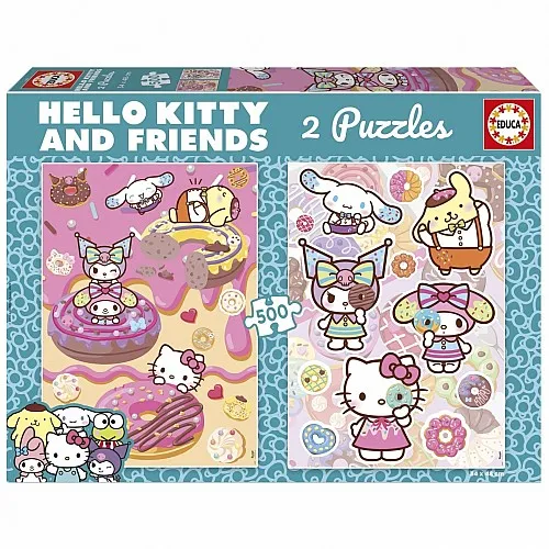 Пъзел, Educa, Hello Kitty 2 в 1, 2x500 части