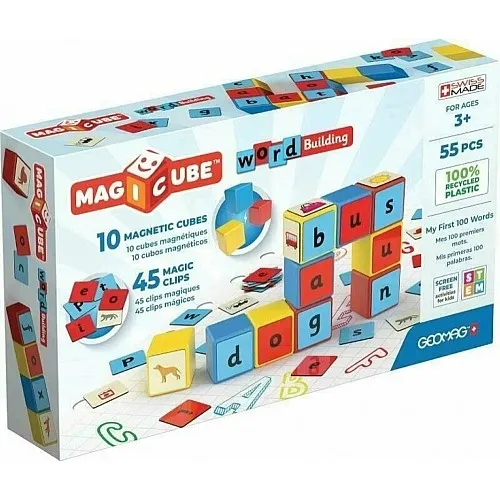 Магнитен конструктор, Geomag, Magicube, Съставяне на думи, 55 части