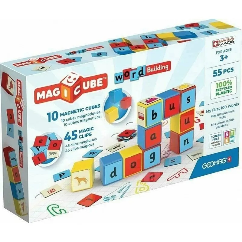 Магнитен конструктор, Geomag, Magicube, Съставяне на думи, 55 части