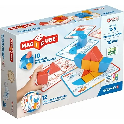 Магнитен конструктор, Geomag, Magicube, Форми и карти, 16 части