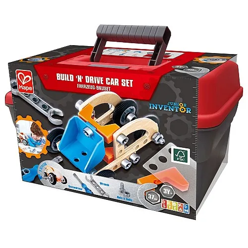 Дървен комплект, Hape, Млад изобретател, Автомобил, 37 части