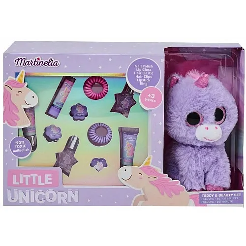 Козметичен комплект с плюшена играчка, Martinelia, Little Unicorn, 11 части