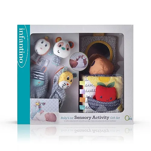 Комплект бебешки играчки, Infantino, Подаръчен комплект, 3 играчки