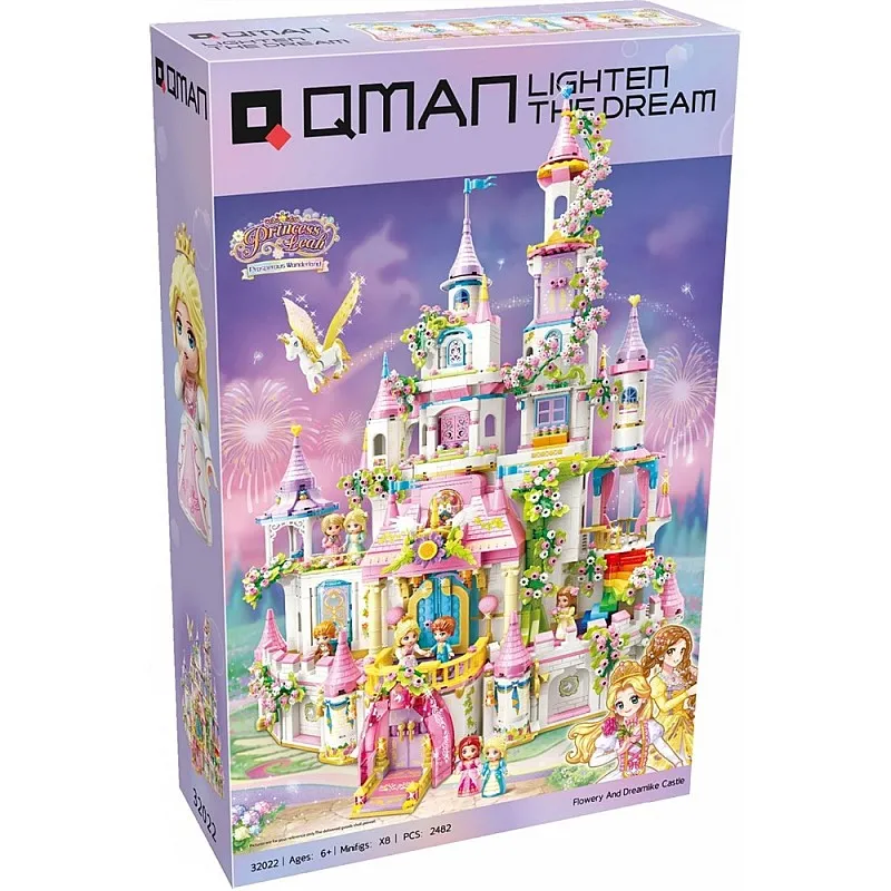 Конструктор, Qman, Princess Leah, Замък на мечтите и цветята, 2482 части