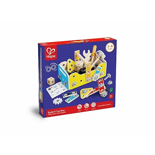 Дървена кутия с инструменти, Hape, 83 части