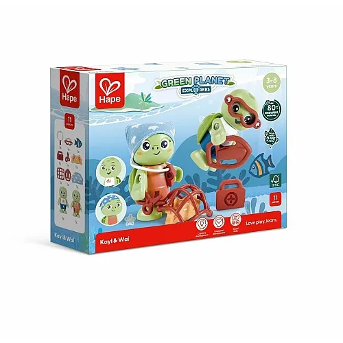 Дървен комплект, Hape, Уай и Кейл спасители на моретата, 11 части
