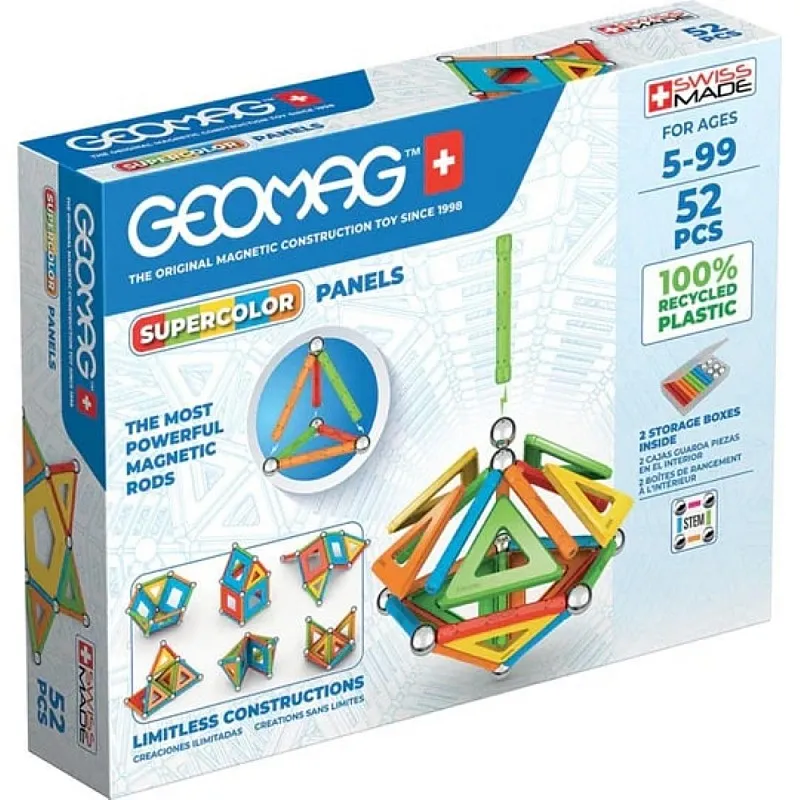 Магнитен конструктор, Geomag, Supercolor Panels, 52 части