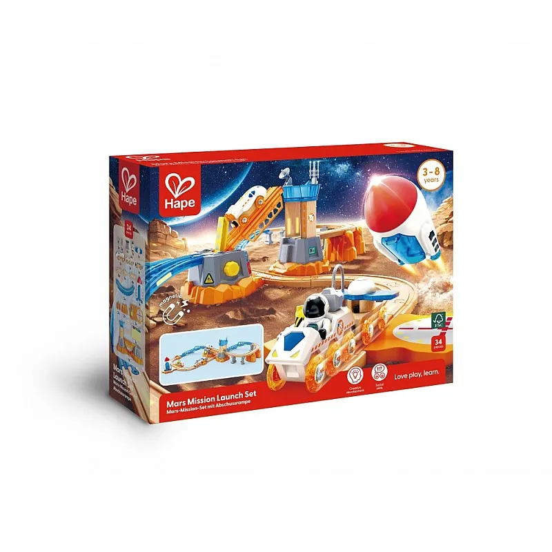 Детски игрален железопътен комплект, Hape, Изстрелване на Марс