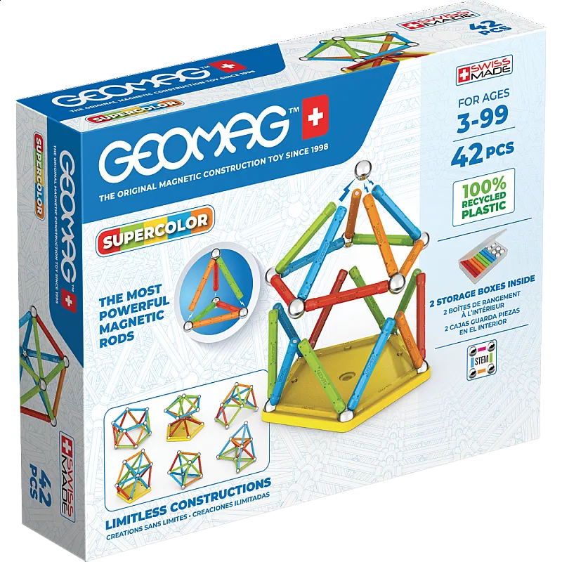 Магнитен конструктор, Geomag, Supercolor, 42 части