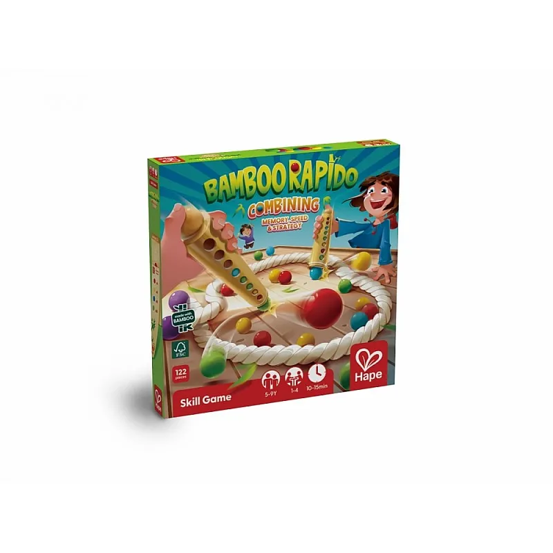Дървена игра, Hape, Bamboo Rapido, бамбукови пръчки и цветови комбинации