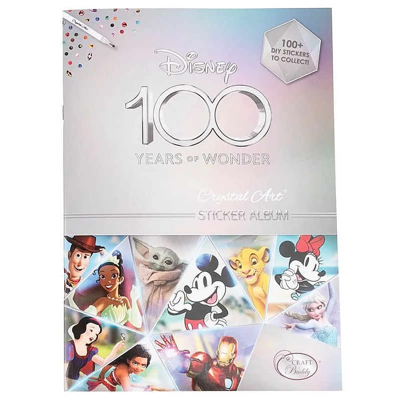 Комплект за диамантена бродерия, Craft Buddy, Колекционерски албум Дисни 100 г. - стартов пакет със стикери