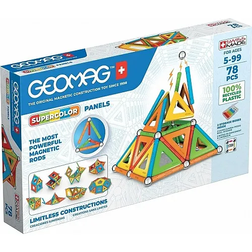 Магнитен конструктор, Geomag, Supercolor Panels, 78 части