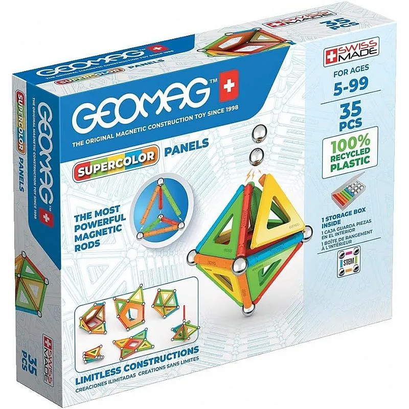 Магнитен конструктор, Geomag, Supercolor Panels, 35 части