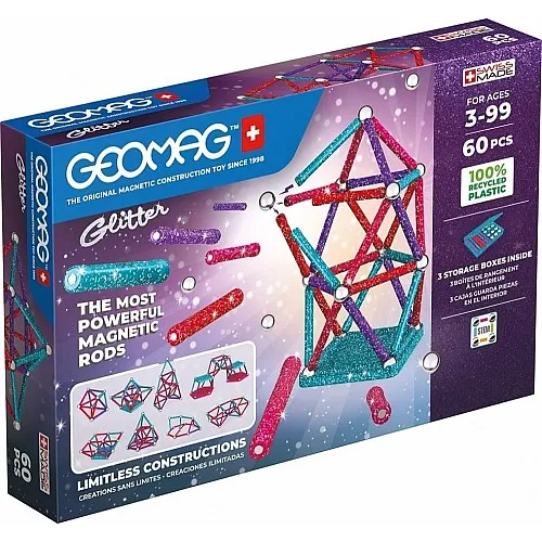 Магнитен конструктор, Geomag, Glitter, 60 части