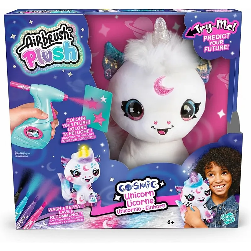 Творчески комплект, Canal Toys, Плюшена играчка за оцветяване, Космически еднорог с въпроси и отговори
