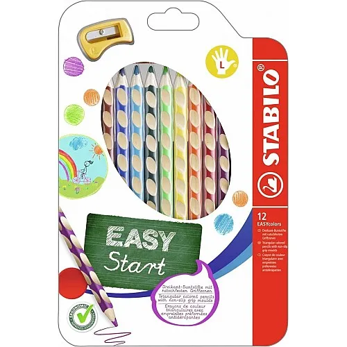 Комплект ергономични цветни моливи, Stabilo, EASYcolors right, 12 цвята, лява ръка
