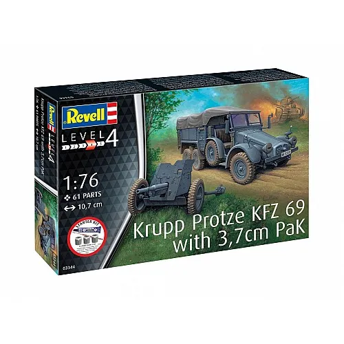 Сглобяем модел, Revell, Стартов комплект камион Круп Протце KFZ 69 3.7см, 61 части