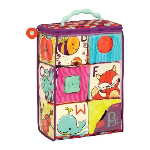 Комплект образователни кубчета, Battat, Текстилни кубчета с форми