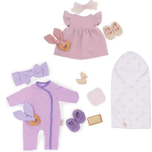 Комплект аксесоари за кукла, Battat, Lulla Baby, Дрехи за момичета, 11 части, Розов