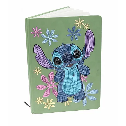 Творчески комплект, Craft Buddy, Направи сам тетрадка с диамантена корица, Стич, 25.5 х 17.5 х 2.5 см, 5 части