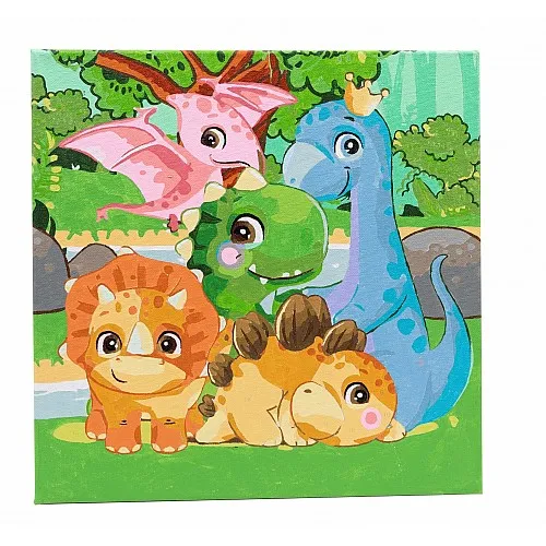 Творчески комплект, Craft Buddy, Рисуване по номера, Семейство динозаври, 30 х 30 см