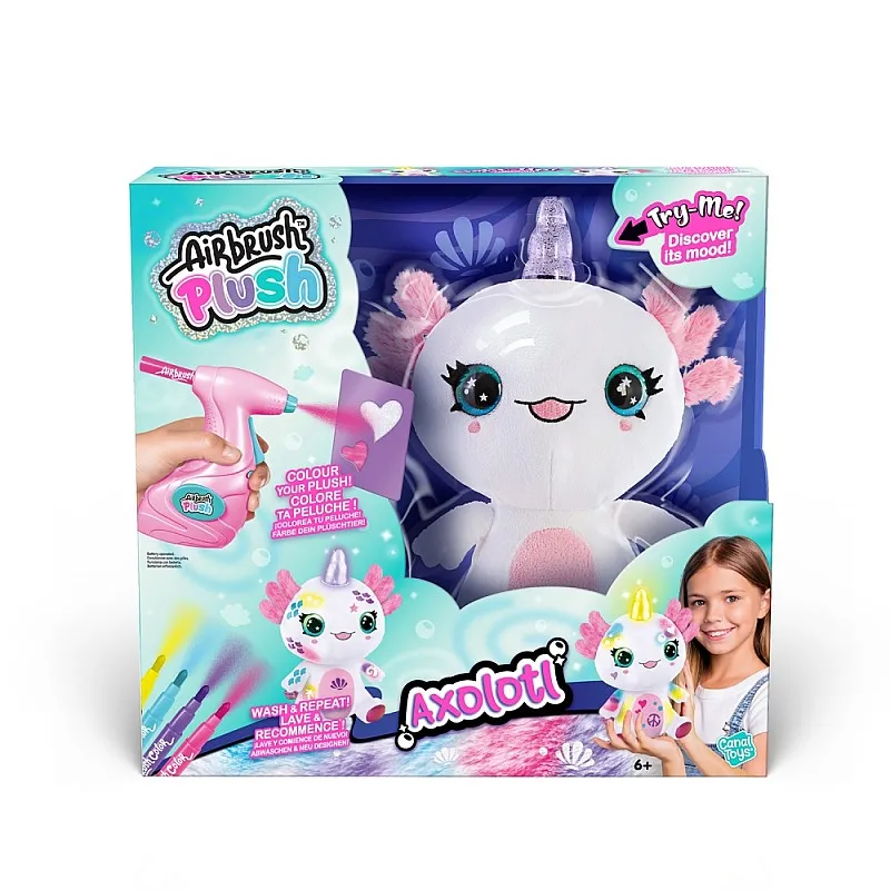 Творчески комплект, Canal Toys, Плюшена играчка за оцветяване, Аксолотъл със светещ рог