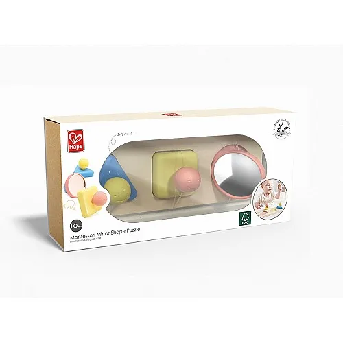 Образователна сензорна играчка Монтесори, Hape, Огледални форми, 24.6 x 6 x 8.8 см