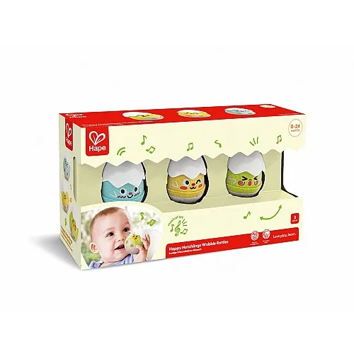 Комплект дървени дрънкалки, Hape, настроения, 3 части